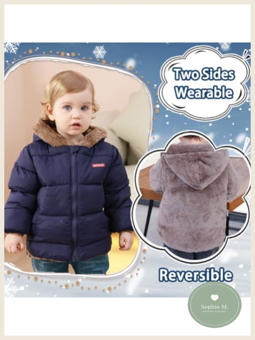Baby Fleece Winter Coat Bear Ear Hooded Jacket Windproof Zip Up - Picture 3 of 6